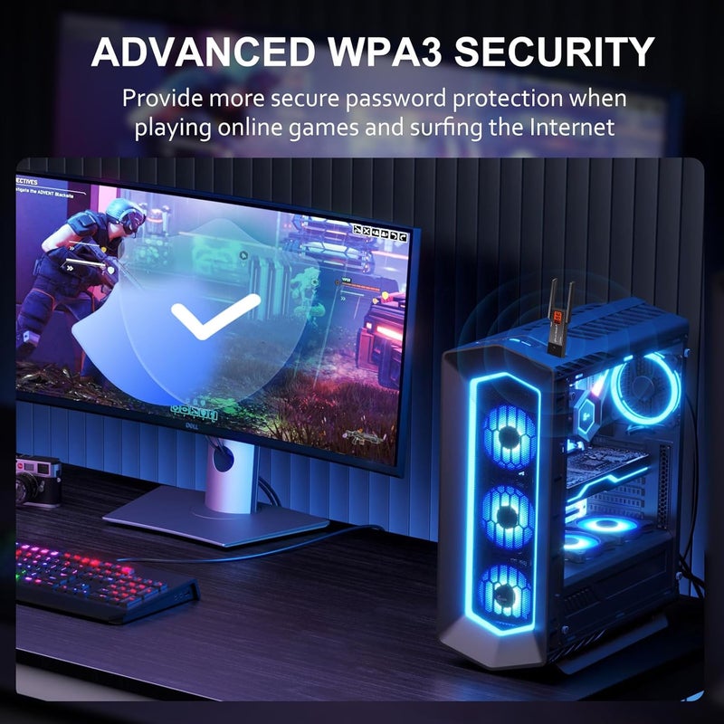 Panda Wireless ® PAU0F AXE3000 Tri Band (2.4/5 / 6 GHz) WiFi 6E USB 3.0 Adapter - Windows 10/11, Zorin, MX Linux, EndeavourOS, Mint, Ubuntu, Manjaro, openSUSE, Fedora, Kali and Raspbian - Image 4